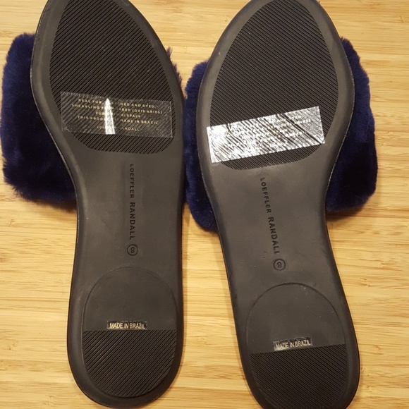 Like new! Loeffler Randall Isabel fur slide blue 9 - Picture 7 of 8
